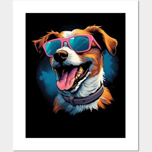 Retro Wave Jack Russel Terrier Dog Shirt Posters and Art